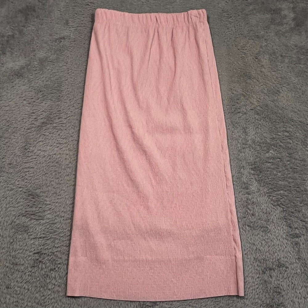 all:row Skirt Womens M Pink Plisse Crinkle Midi Lined Coquette Cottagecore